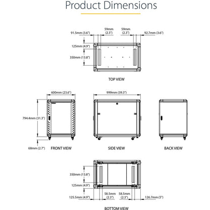 StarTech.com 4-Post 15U Server Rack Cabinet, 19" Data Rack Cabinet for Computer / IT Equipment, Home Network Rack, Half Height Server Rack RK1536BKF