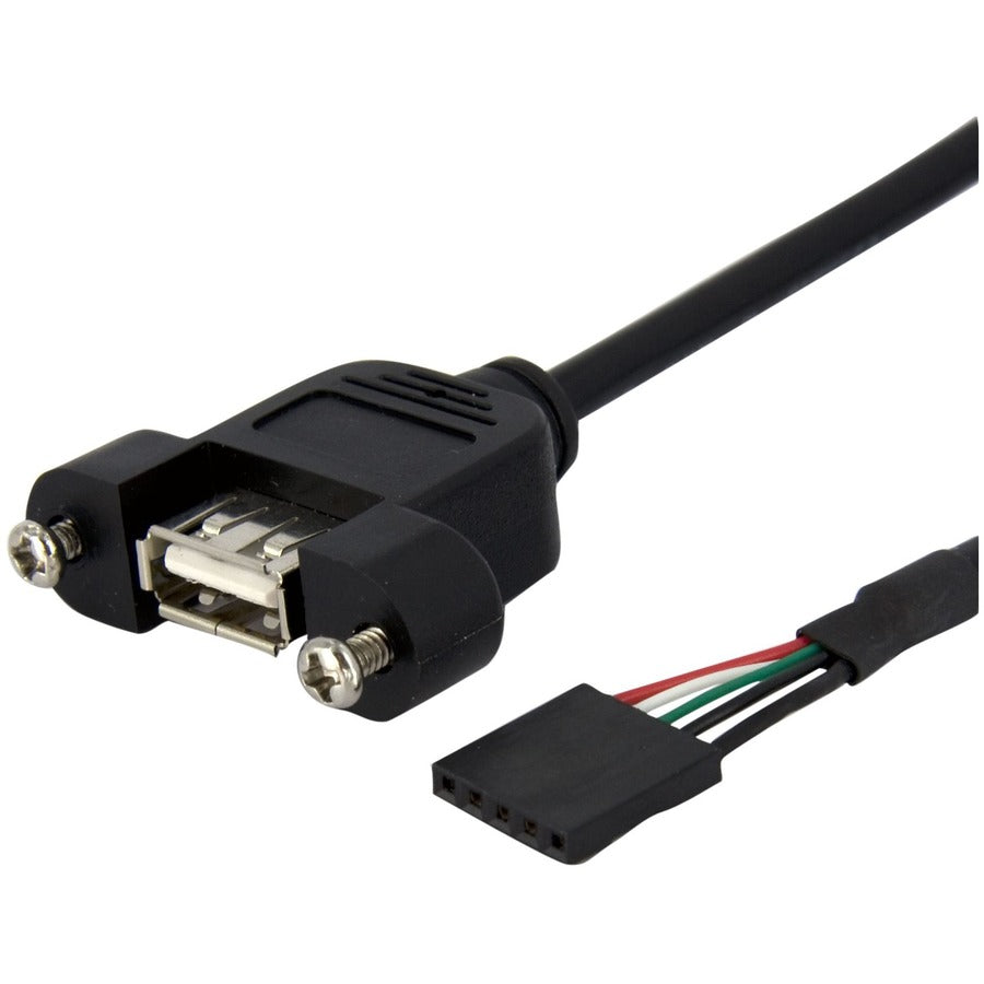 StarTech.com 1 ft Panel Mount USB Cable - USB A to Motherboard Header Cable F/F USBPNLAFHD1