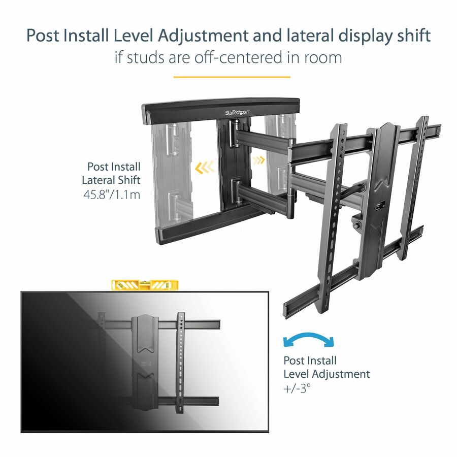 StarTech.com TV Wall Mount for up to 80" VESA Mount Displays - Low Profile Full Motion TV Mount - Heavy Duty Adjustable Articulating Arm FPWARTS1