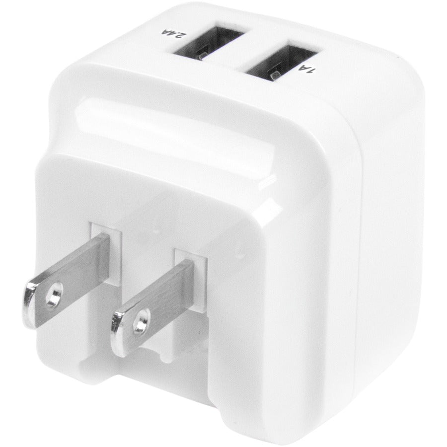 Star Tech.com Travel USB Wall Charger - 2 Port - White - Universal Travel Adapter - International Power Adapter - USB Charger USB2PACWH