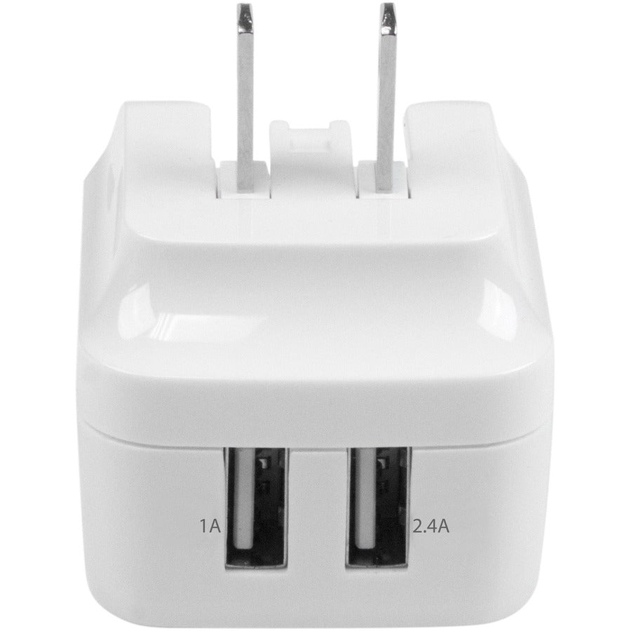 Star Tech.com Travel USB Wall Charger - 2 Port - White - Universal Travel Adapter - International Power Adapter - USB Charger USB2PACWH