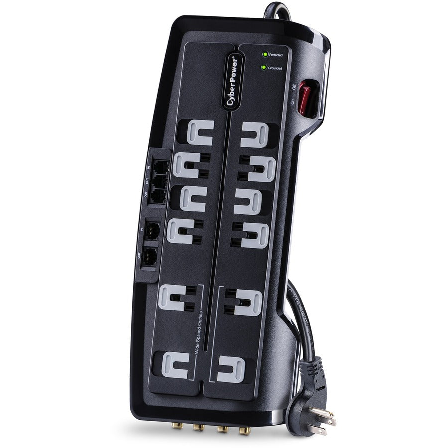 CyberPower CSHT1208TNC2 Home Theater 12-Outlets Surge Suppressor NET, and AV protection - Plain Brown Boxes CSHT1208TNC2