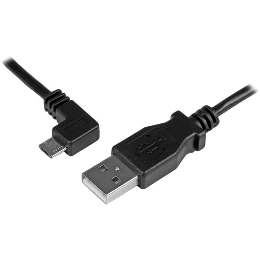 StarTech.com 2m 6 ft Left Angle Micro-USB Charge-and-Sync Cable M/M - USB 2.0 A to Micro-USB - 24 AWG USBAUB2MLA