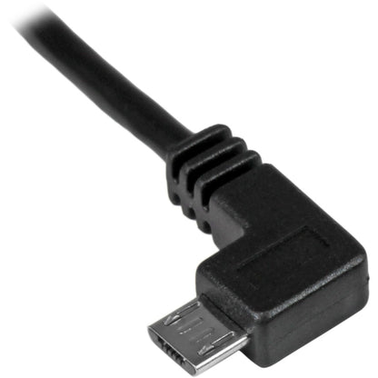 StarTech.com 2m 6 ft Left Angle Micro-USB Charge-and-Sync Cable M/M - USB 2.0 A to Micro-USB - 24 AWG USBAUB2MLA