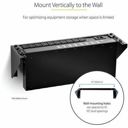 StarTech.com 3U 19" Wall Mount Vertical Rack Bracket, Patch Panel Wall Mount Bracket for AV/IT Equipment, 3U Rack for Cabinet/Server Room RK319WALLV