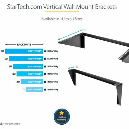 StarTech.com 3U 19" Wall Mount Vertical Rack Bracket, Patch Panel Wall Mount Bracket for AV/IT Equipment, 3U Rack for Cabinet/Server Room RK319WALLV