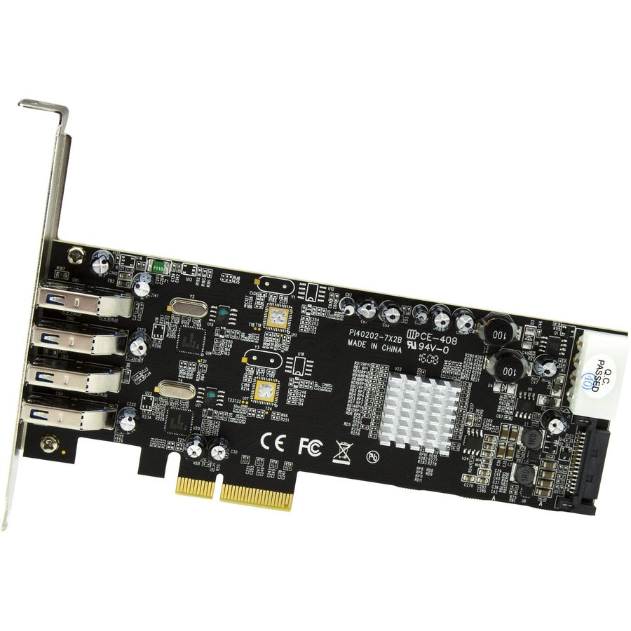 StarTech.com 4 Port PCI Express (PCIe) SuperSpeed USB 3.0 Card Adapter w/ 2 Dedicated 5Gbps Channels - UASP - SATA / LP4 Power PEXUSB3S42V