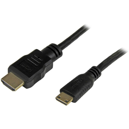 StarTech.com 1ft Mini HDMI to HDMI Cable with Ethernet, 4K 30Hz High Speed Mini HDMI 1.4 (Type-C) Device to HDMI Adapter Cable/Cord, M/M HDMIACMM1