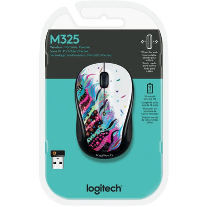 Logitech M325 Wireless Mouse, 2.4 GHz with USB Unifying Receiver, 1000 DPI Optical Tracking, 18-Month Life Battery, PC / Mac / Laptop / Chromebook (Celebration Black) 910-003803