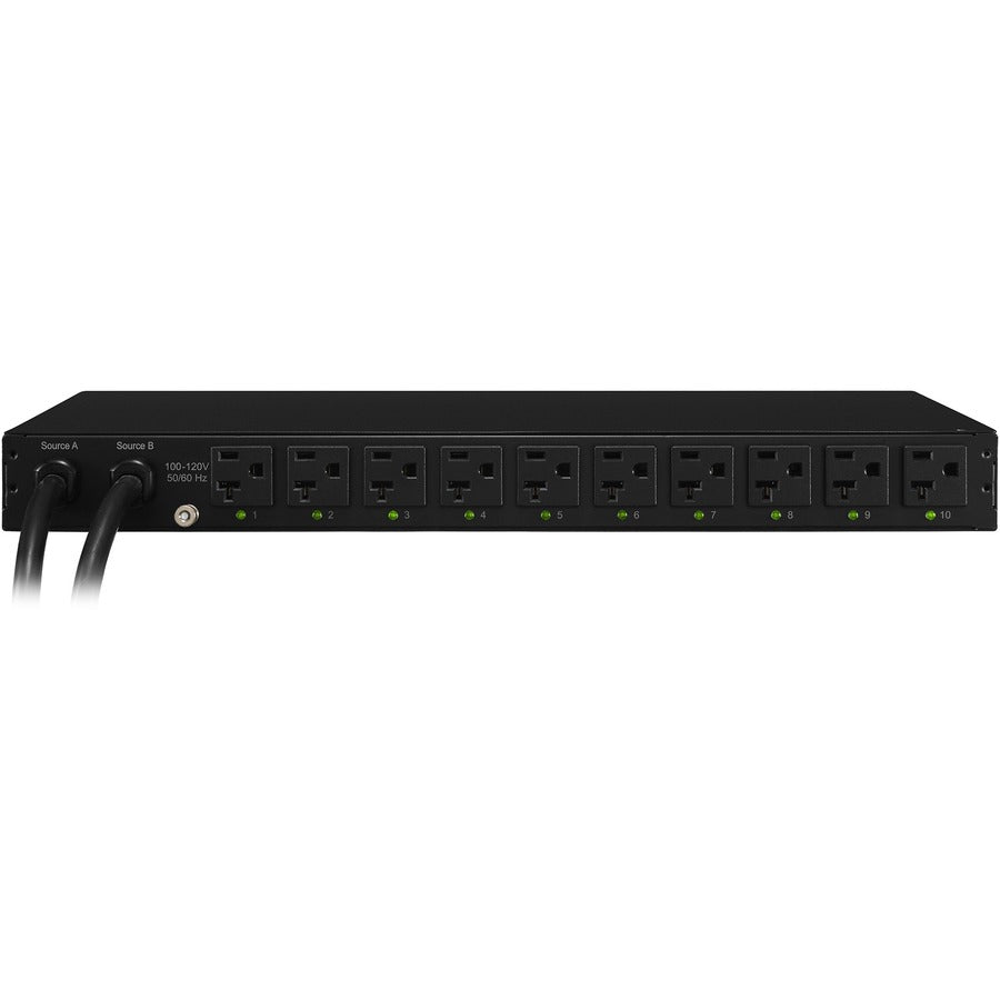 CyberPower PDU20SW10ATNET Switched ATS PDU 120V 20A 1U 10-Outlets (2) 5-20P PDU20SW10ATNET