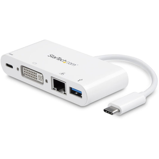 StarTech.com USB C Multiport Adapter to DVI-D (Digital) Video - 60W PD Passthrough/GbE/USB-A - Portable USB Type-C/Thunderbolt 3 Mini Dock DKT30CDVPD