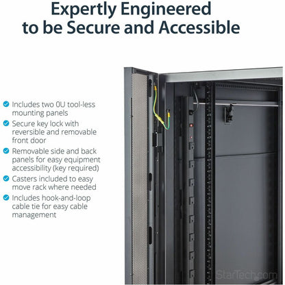 StarTech.com 4-Post 42U Server Rack Cabinet, 19" Data Rack Cabinet for Computer / IT Equipment mount, Rack Server Cabinet with Casters RK4242BK24