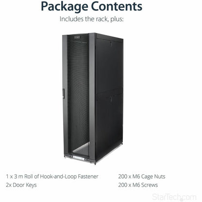 StarTech.com 4-Post 42U Server Rack Cabinet, 19" Data Rack Cabinet for Computer / IT Equipment mount, Rack Server Cabinet with Casters RK4242BK24