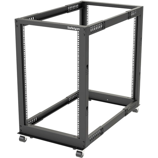 StarTech.com 4-Post 18U Mobile Open Frame Server Rack, 19" Network Rack with Casters, Rolling Rack for Computer/AV/Data/IT Equipment 4POSTRACK18U