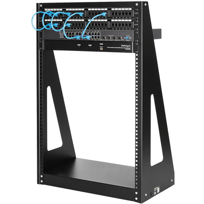 StarTech.com 2-Post 16U Heavy-Duty Desktop Server Rack, Small Open Frame 19in Network Rack for Home/Office IT Equipment, TAA Compliant 2POSTRACK16