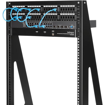 StarTech.com 2-Post 16U Heavy-Duty Desktop Server Rack, Small Open Frame 19in Network Rack for Home/Office IT Equipment, TAA Compliant 2POSTRACK16