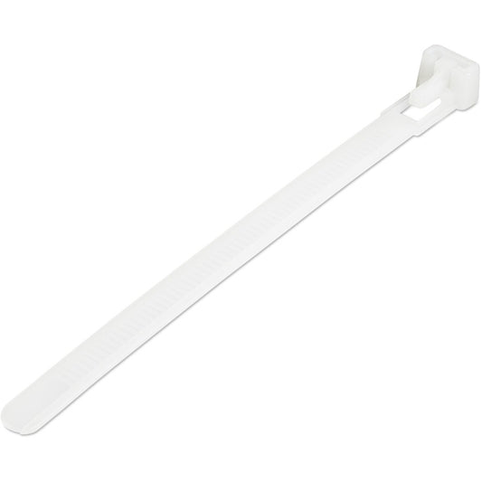 StarTech.com 5"(12cm) Reusable Cable Ties, 1-1/8"(30mm) Dia. 50lb(22Kg) Tensile Strength, Nylon, In/Outdoor, UL Listed, 100 Pack, White CBMZTRB5