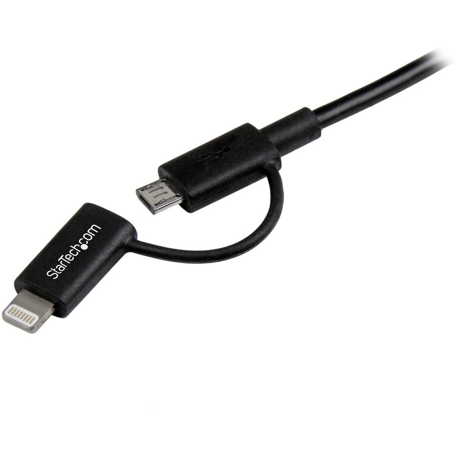 StarTech.com 1m (3 ft) Black Apple 8-pin Lightning Connector or Micro USB to USB Combo Cable for iPhone / iPod / iPad LTUB1MBK