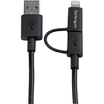 StarTech.com 1m (3 ft) Black Apple 8-pin Lightning Connector or Micro USB to USB Combo Cable for iPhone / iPod / iPad LTUB1MBK