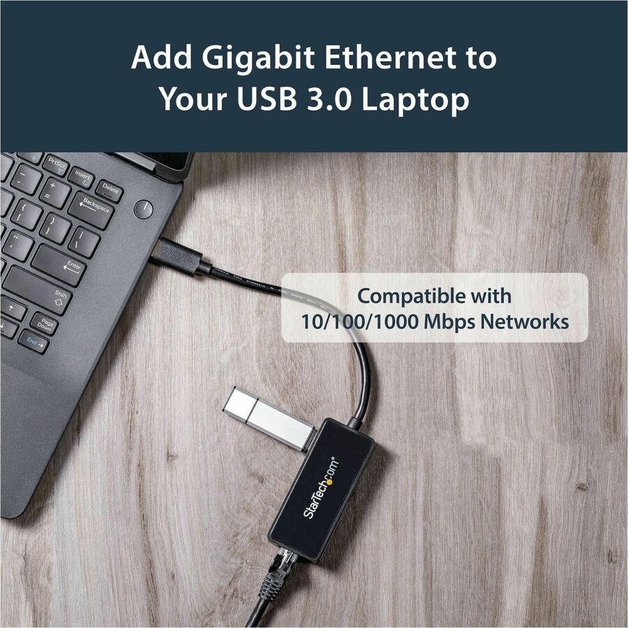 StarTech.com USB 3.0 to Gigabit Ethernet Adapter NIC w/ USB Port - Black USB31000SPTB