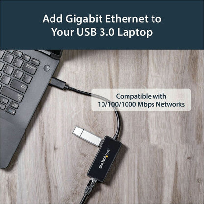 StarTech.com USB 3.0 to Gigabit Ethernet Adapter NIC w/ USB Port - Black USB31000SPTB