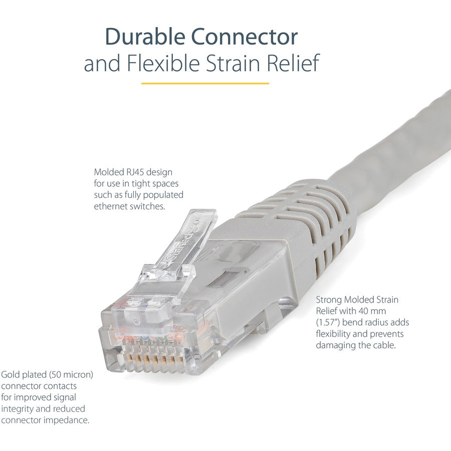 StarTech.com 6ft CAT6 Ethernet Cable - Gray Molded Gigabit - 100W PoE UTP 650MHz - Category 6 Patch Cord UL Certified Wiring/TIA C6PATCH6GR