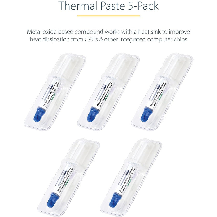 StarTech.com Thermal Paste, Pack of 5 Syringes (1.5g/ea), Metal Oxide Heat Sink Compound, CPU Paste SILV5-THERMAL-PASTE