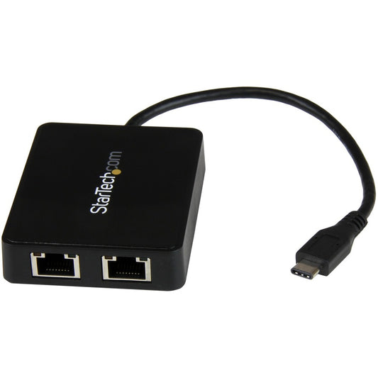 StarTech.com USB C to Dual Gigabit Ethernet Adapter with USB 3.0 (Type-A) Port - USB Type-C Gigabit Network Adapter US1GC301AU2R