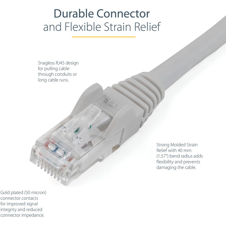 StarTech.com 5ft CAT6 Ethernet Cable - Gray Snagless Gigabit - 100W PoE UTP 650MHz Category 6 Patch Cord UL Certified Wiring/TIA N6PATCH5GR