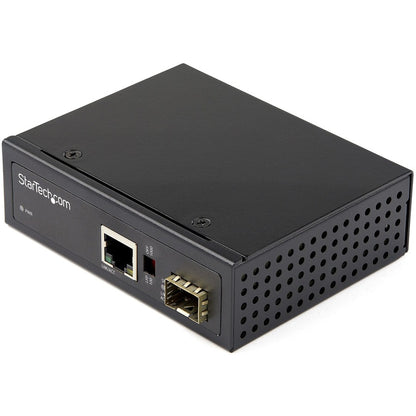 StarTech.com Industrial Fiber to Ethernet Media Converter - 1Gbps SFP to RJ45/CAT6 - SM/MM Fiber to Copper Gigabit Network IP-30 12V Input IMC1GSFP