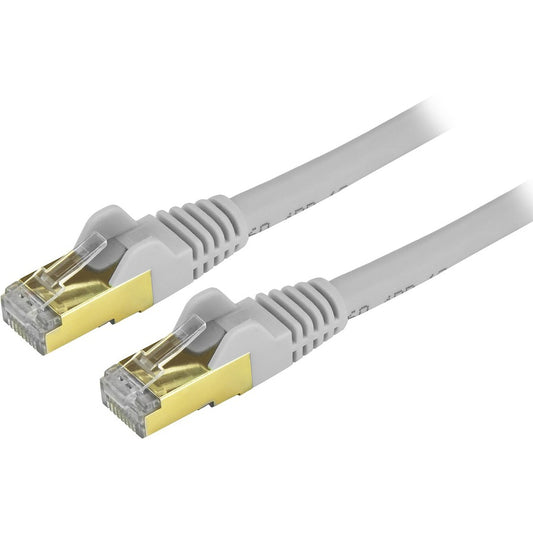 StarTech.com 6 in CAT6a Ethernet Cable - 10 Gigabit Category 6a Shielded Snagless 100W PoE Patch Cord - 10GbE Gray UL Certified Wiring/TIA C6ASPAT6INGR