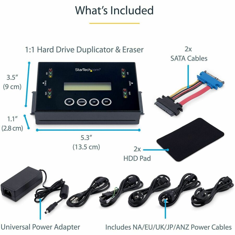 StarTech.com Hard Drive and USB Thumb Drive Duplicator/Eraser, USB Flash and SATA HDD/SSD Disk Cloner/Copier and Wiper, Toolless Sanitizer SU2DUPERA11