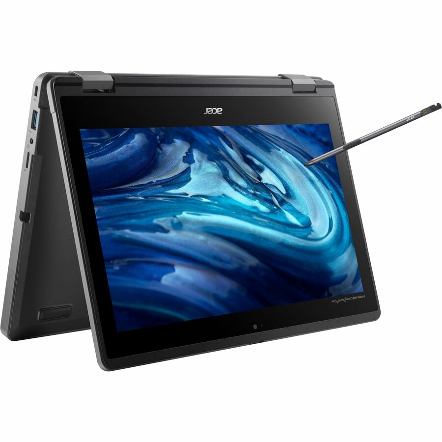 Acer TravelMate Spin B3 B311RN-33 TMB311RN-33-C0JS 11.6" Touchscreen Convertible 2 in 1 Notebook - WXGA - Intel N100 - 4 GB - 128 GB Flash Memory - English Keyboard - Black NX.VZ3AA.002