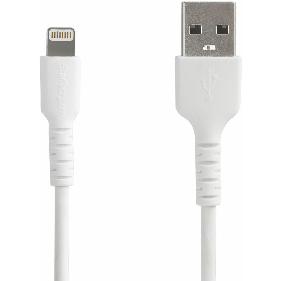 StarTech.com 6 foot/2m Durable White USB-A to Lightning Cable, Rugged Heavy Duty Charging/Sync Cable for Apple iPhone/iPad MFi Certified RUSBLTMM2M