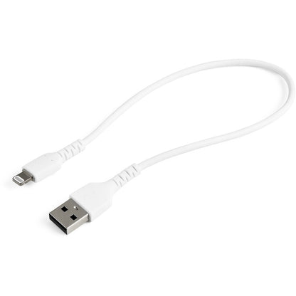 StarTech.com 12inch/30cm Durable White USB-A to Lightning Cable, Rugged Heavy Duty Charging/Sync Cable for Apple iPhone/iPad MFi Certified RUSBLTMM30CMW