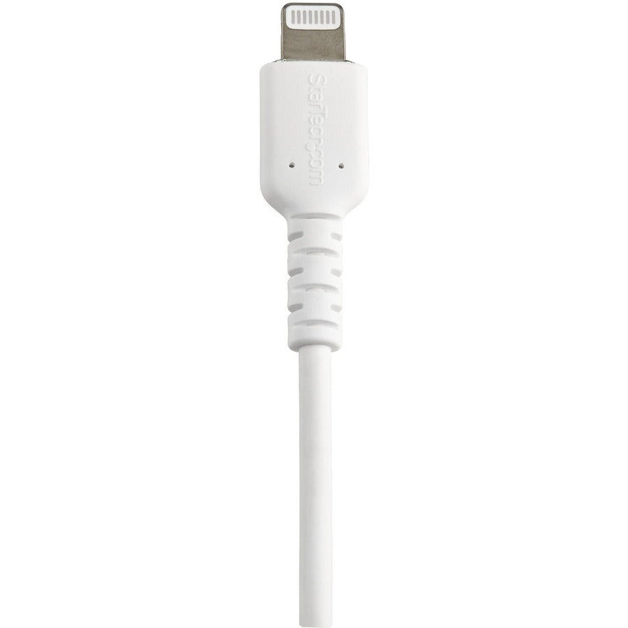 StarTech.com 12inch/30cm Durable White USB-A to Lightning Cable, Rugged Heavy Duty Charging/Sync Cable for Apple iPhone/iPad MFi Certified RUSBLTMM30CMW