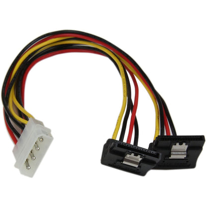 Star Tech.com 12in LP4 to 2x Right Angle Latching SATA Power Y Cable Splitter - 4 Pin LP4 to Dual SATA PYO2LP4LSATR