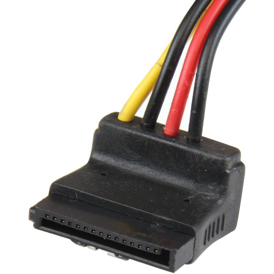 Star Tech.com 12in LP4 to 2x Right Angle Latching SATA Power Y Cable Splitter - 4 Pin LP4 to Dual SATA PYO2LP4LSATR