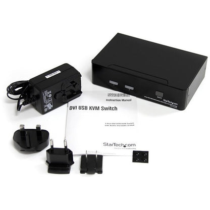 StarTech.com 2 Port DVI + USB KVM Switch with Audio - KVM switch - USB 2.0 Hub - 2 ports - 1 local user - 1U SV231DVIUA