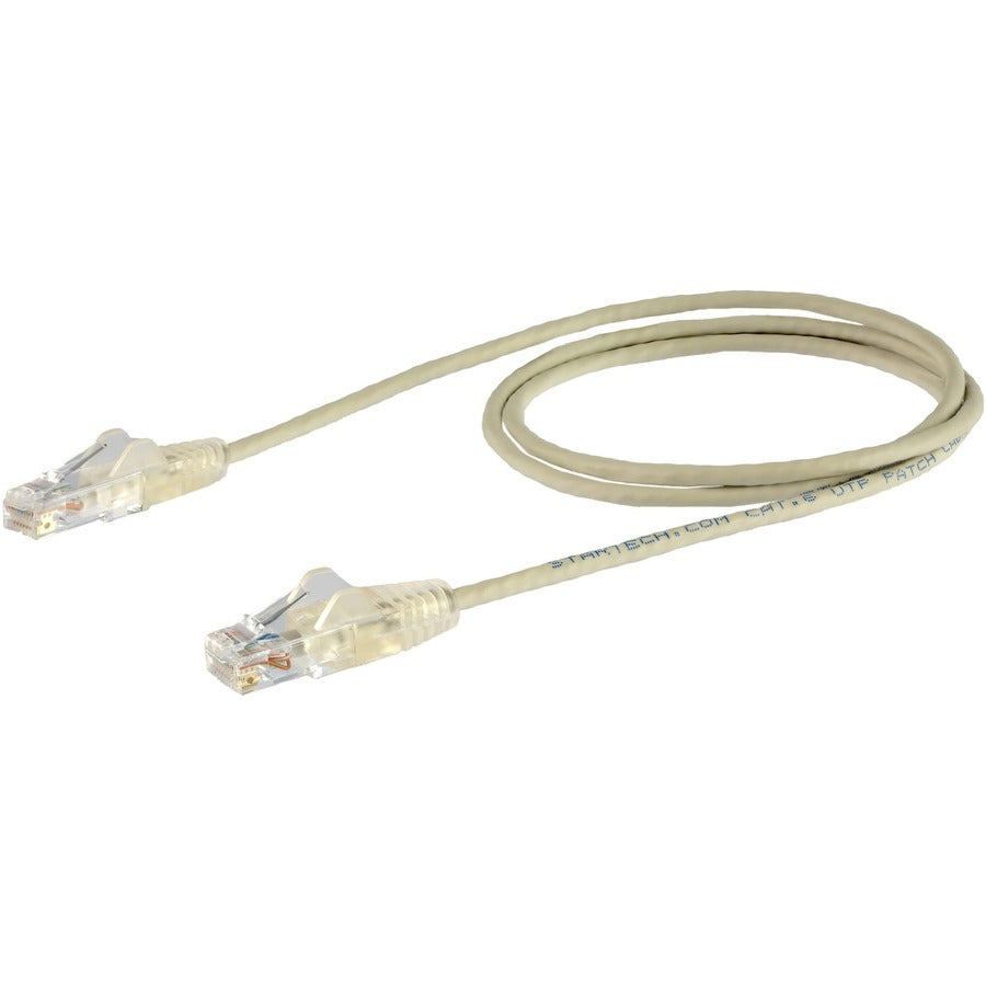 StarTech.com 3 ft CAT6 Cable - Slim CAT6 Patch Cord - Gray - Snagless RJ45 Connectors - Gigabit Ethernet Cable - 28 AWG - LSZH (N6PAT3GRS) N6PAT3GRS