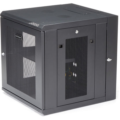 StarTech.com 12U 19" Wall Mount Network Cabinet - 20" Deep Hinged Locking IT Data Enclosure - Flexible Vented Rack w/Shelf - Switch Depth RK1224WALHM