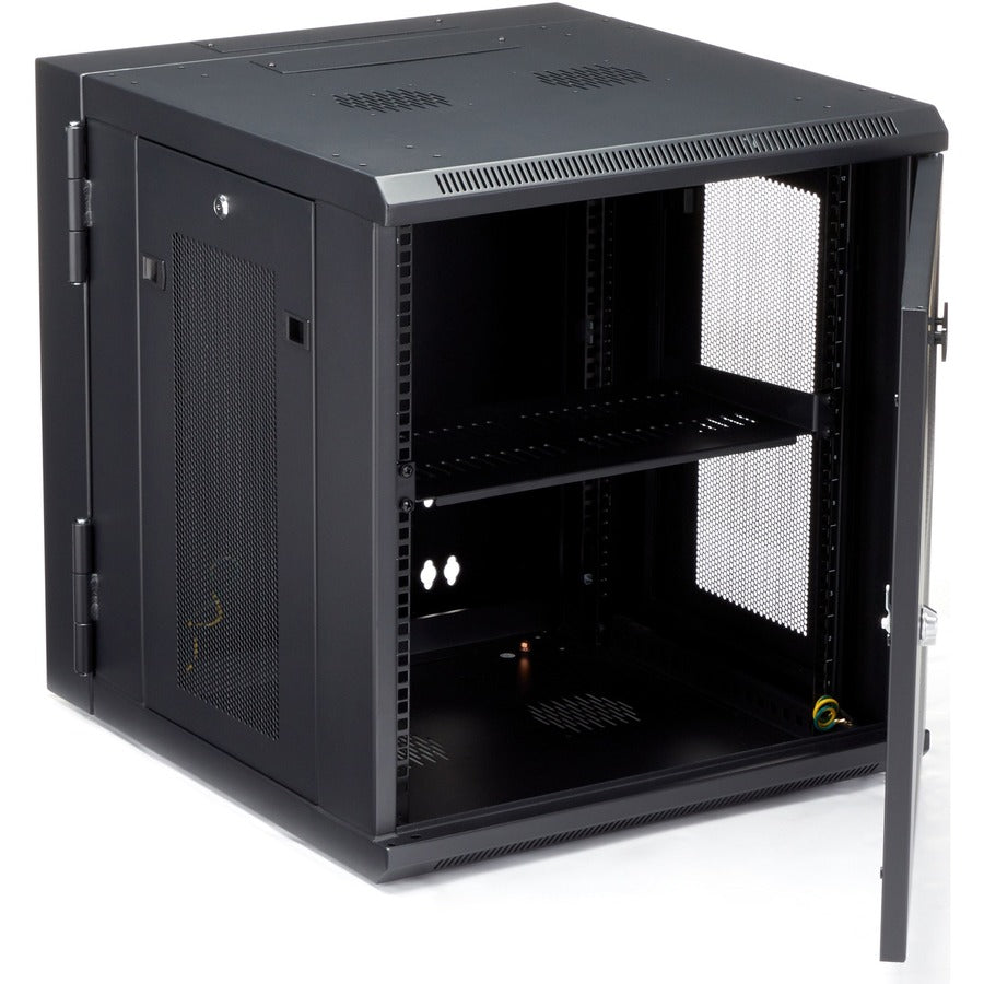 StarTech.com 12U 19" Wall Mount Network Cabinet - 20" Deep Hinged Locking IT Data Enclosure - Flexible Vented Rack w/Shelf - Switch Depth RK1224WALHM