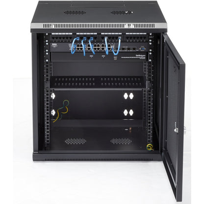 StarTech.com 12U 19" Wall Mount Network Cabinet - 20" Deep Hinged Locking IT Data Enclosure - Flexible Vented Rack w/Shelf - Switch Depth RK1224WALHM