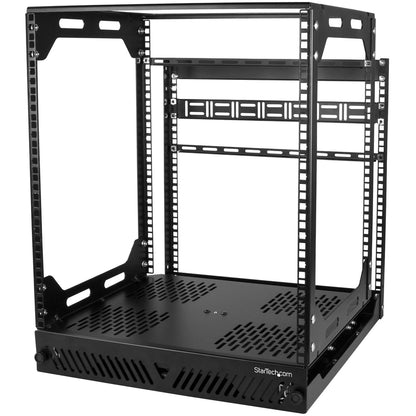 StarTech.com 12U 19" Open Frame Network Rack - Slide Out 4 Post 17" Deep Data/AV/IT/Computer Equipment Rack - Rotating/Pull Out/Pivoting PORACK12U