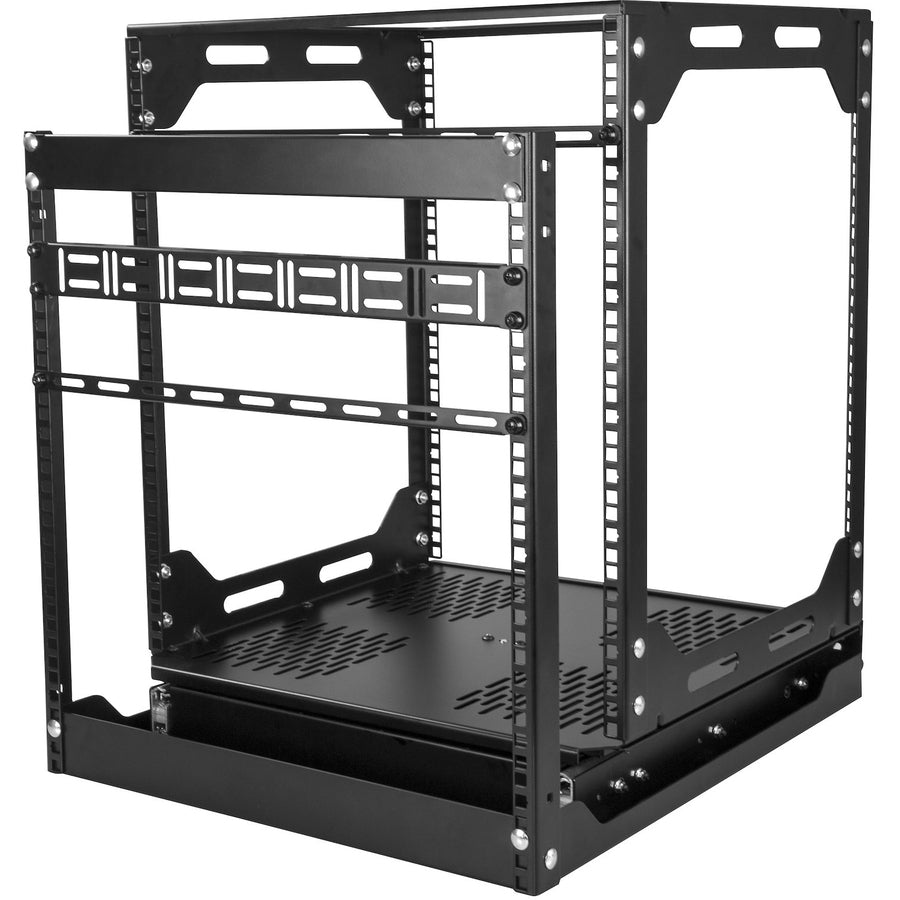 StarTech.com 12U 19" Open Frame Network Rack - Slide Out 4 Post 17" Deep Data/AV/IT/Computer Equipment Rack - Rotating/Pull Out/Pivoting PORACK12U