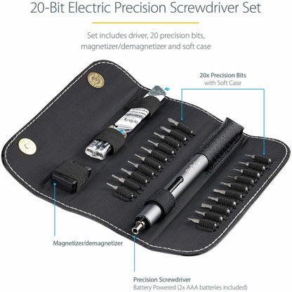 StarTech.com 20-Bit Electric Precision Screwdriver Set, Cordless/Battery Powered, Magnetic Bit Driver Kit for Laptop/Computer/Phone Repair CTK20PCEDRIVE