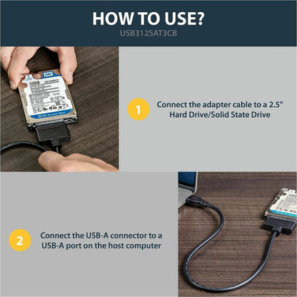 StarTech.com USB 3.1 (10Gbps) Adapter Cable for 2.5" SATA SSD/HDD Drives USB312SAT3CB