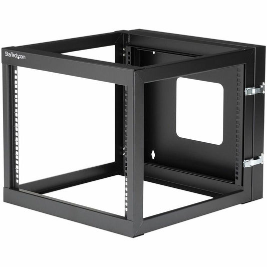 StarTech.com 4-Post 8U Hinged Wall-Mount Network Rack, 19" Open Frame Server Rack, Wall Mount Data Rack for IT Computer Equipment, TAA~ RK819WALLOH