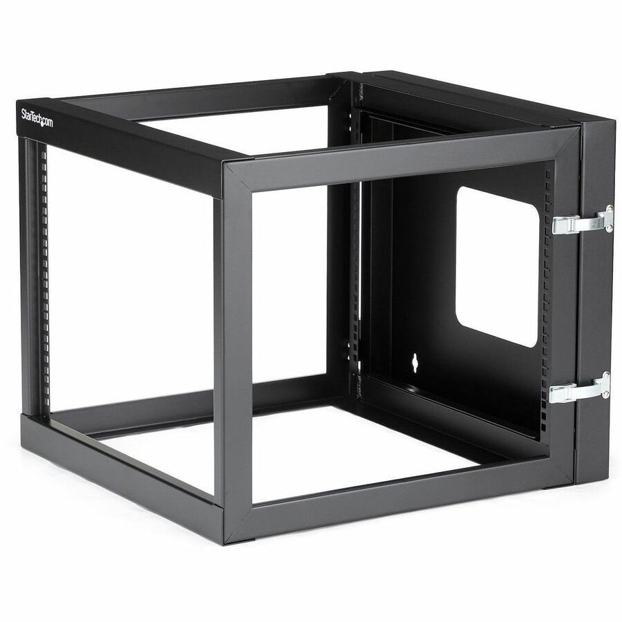 StarTech.com 4-Post 8U Hinged Wall-Mount Network Rack, 19" Open Frame Server Rack, Wall Mount Data Rack for IT Computer Equipment, TAA~ RK819WALLOH