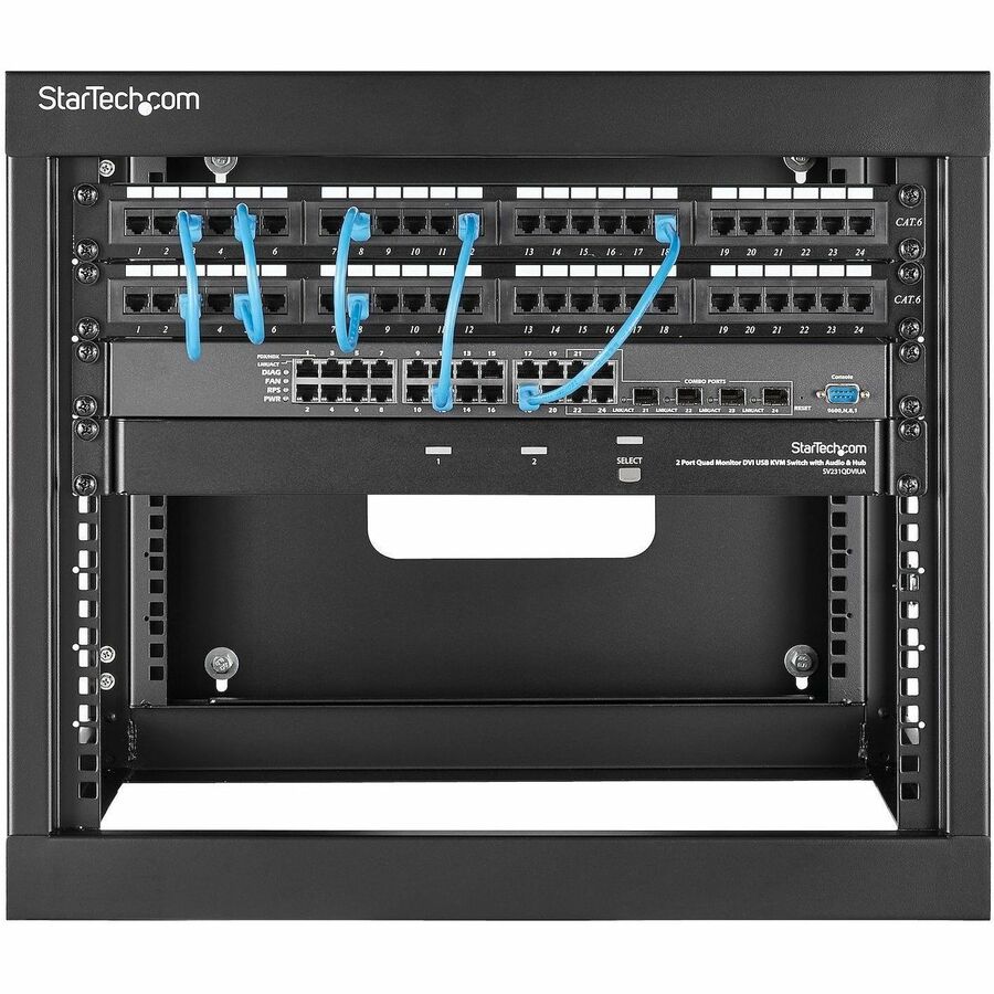 StarTech.com 4-Post 8U Hinged Wall-Mount Network Rack, 19" Open Frame Server Rack, Wall Mount Data Rack for IT Computer Equipment, TAA~ RK819WALLOH